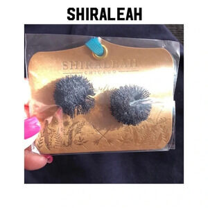 NEW Anthropologie Shiraleah damaris Pom Pom boho earrings black